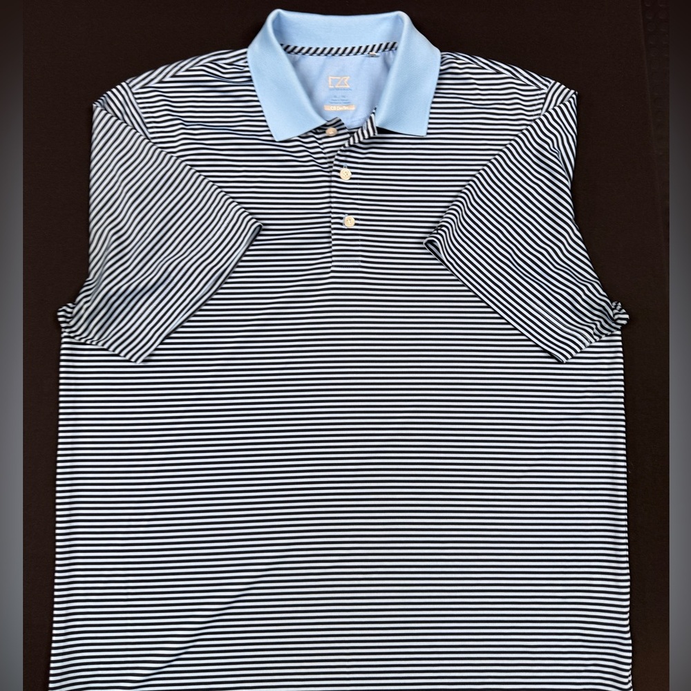 Cutter & Buck Men's Polo - Black and Light Blue